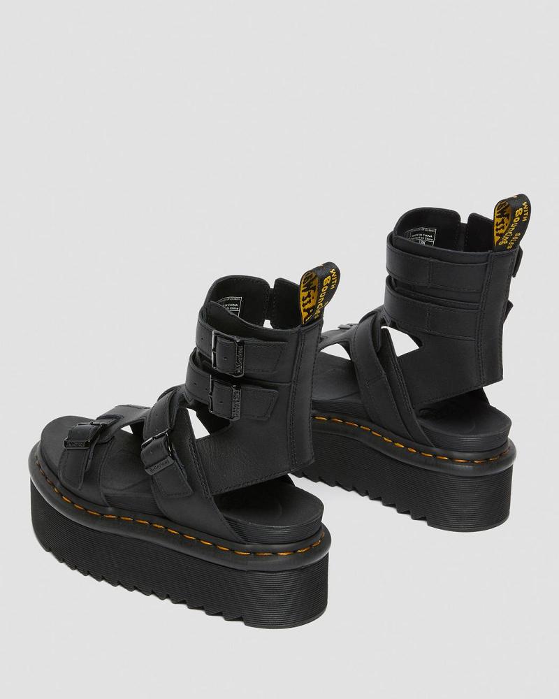 Sandalias De Gladiador Dr Martens Giavanna Cuero Plataforma Mujer Negros | MX 491HAP